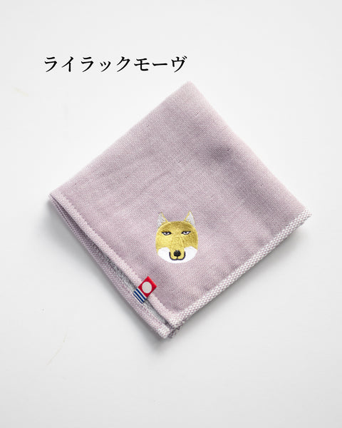 【全８カラー】チベットスナキツネ 地味かわ 刺繍ハンカチ｜今治タオル ギフトに最適 honok