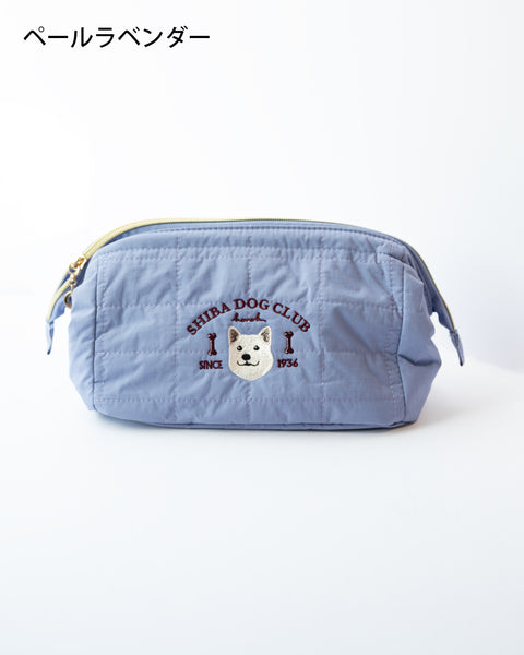 【化粧ポーチ】柴犬（白）刺繍 名入れ可 大容量 プレゼント｜ SHIBA DOG CLUB｜honok