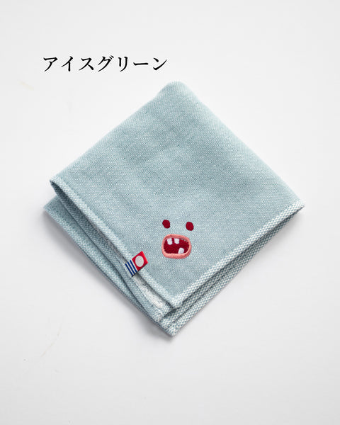 【全８カラー】Paafy Nibbles モッシー 刺繍 ハンカチ ｜今治タオル ギフトに最適 honok