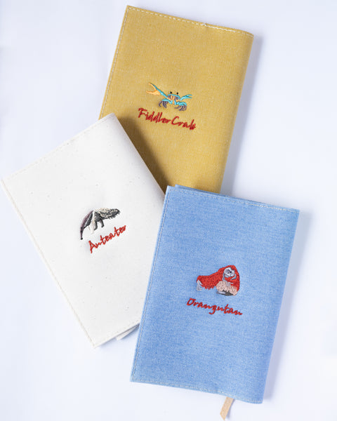 【文庫サイズ】オランウータン刺繍ブックカバー｜Orangutan｜全7色・名入れ可
