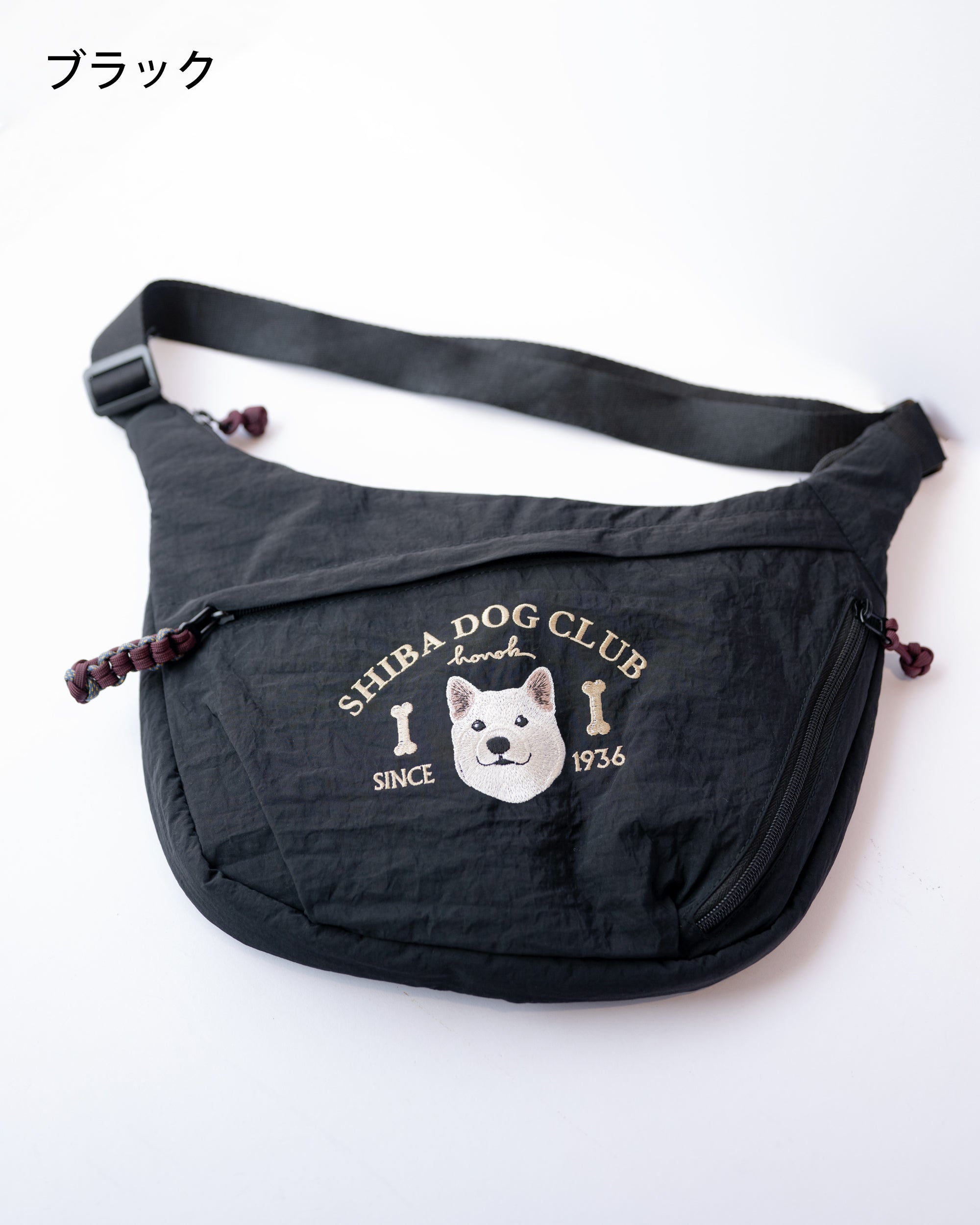 柴犬の刺繍入りボディバッグ（茶柴）｜SHIBA DOG CLUB｜honok