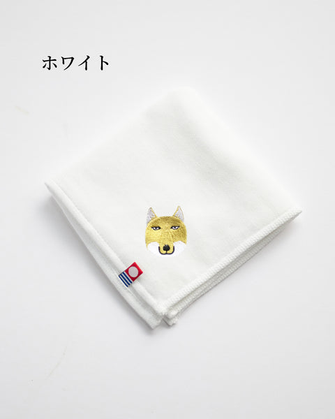 【全８カラー】チベットスナキツネ 地味かわ 刺繍ハンカチ｜今治タオル ギフトに最適 honok