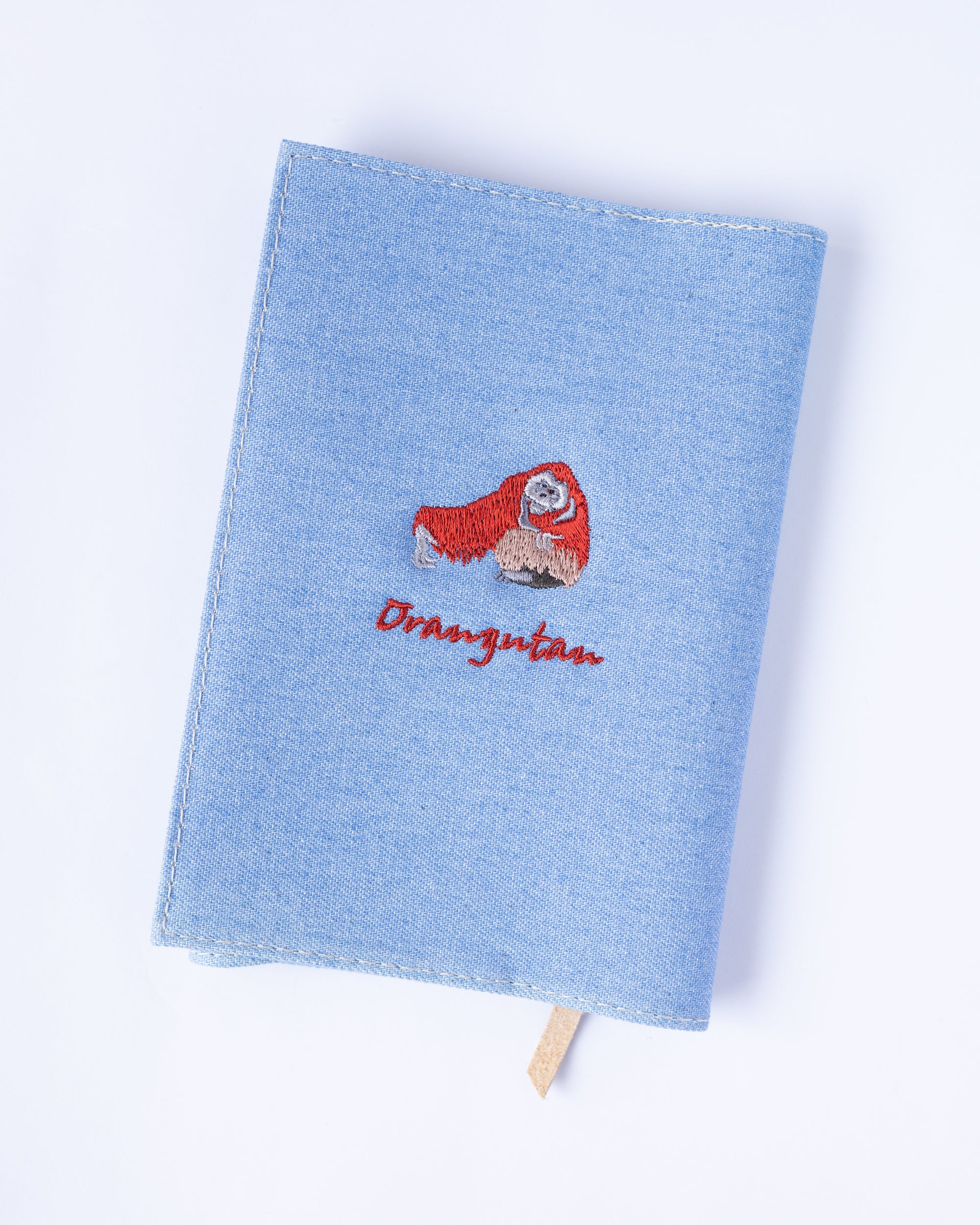 文庫サイズ】オランウータン刺繍ブックカバー｜Orangutan｜全7色・名入れ可