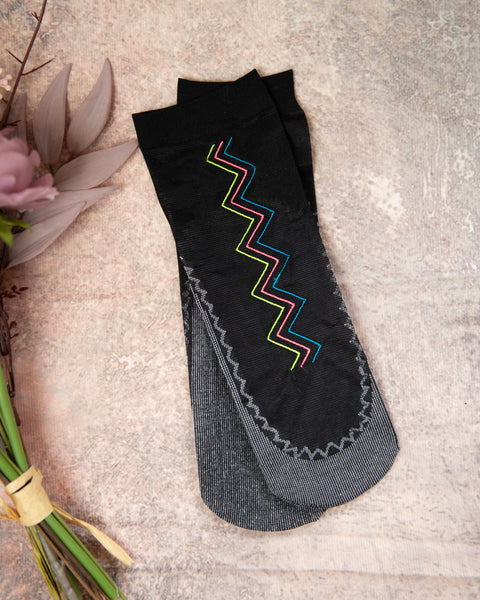ネオン刺繍 シースル ソックス ショートタイプ 3足セット