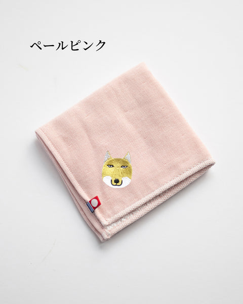 【全８カラー】チベットスナキツネ 地味かわ 刺繍ハンカチ｜今治タオル ギフトに最適 honok