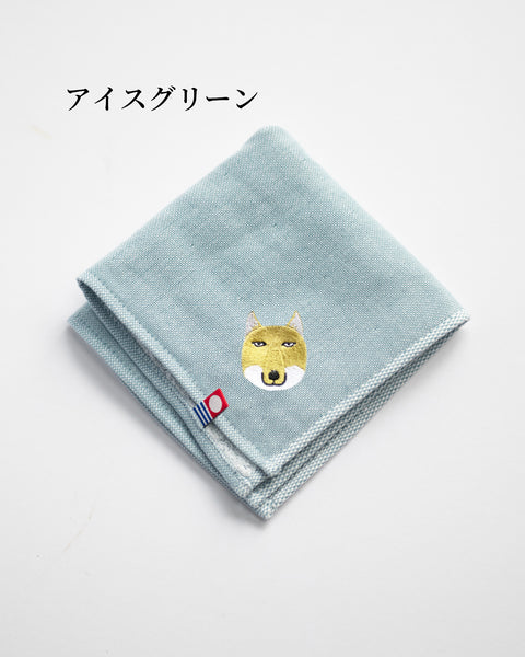【全８カラー】チベットスナキツネ 地味かわ 刺繍ハンカチ｜今治タオル ギフトに最適 honok