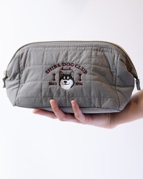 【化粧ポーチ】柴犬（白）刺繍 名入れ可 大容量 プレゼント｜ SHIBA DOG CLUB｜honok