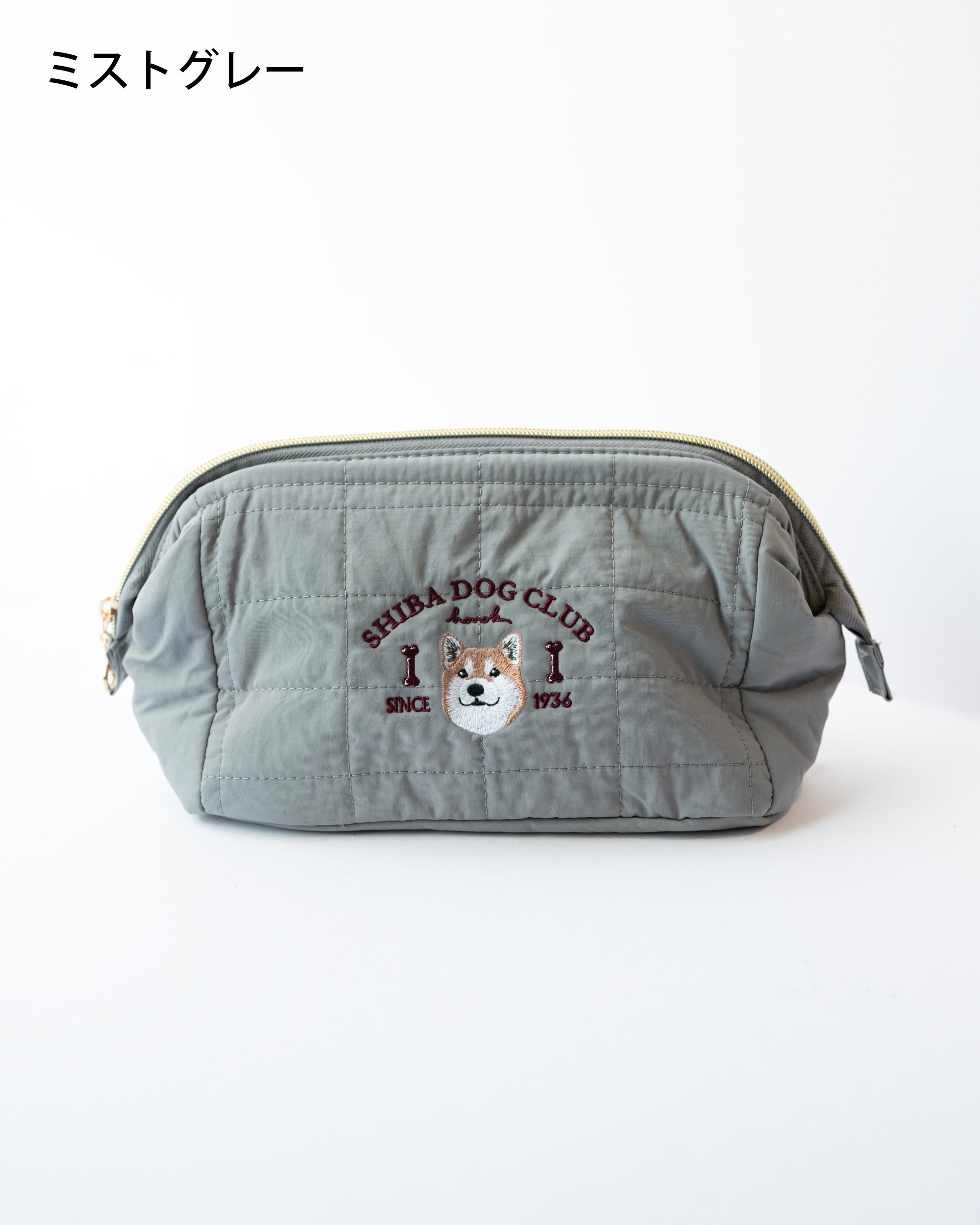 柴犬の刺繍入り 大容量化粧ポーチ（茶柴）名入れ可｜SHIBA DOG CLUB｜honok