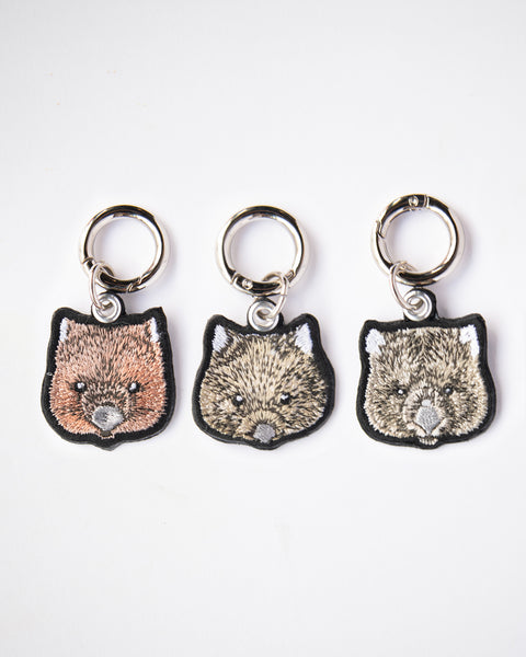 3匹セット ウォンバット「ワイン ユキ フク」刺繍キーホルダー ギフト NookNook