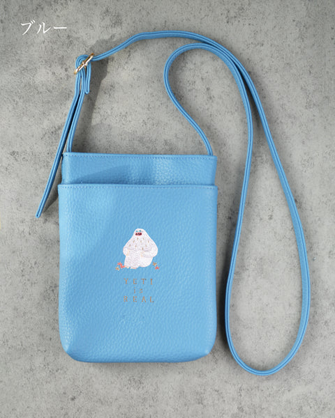 「イエティ（三角座り）」刺繍 ミニバッグ ギフト ベルト調整