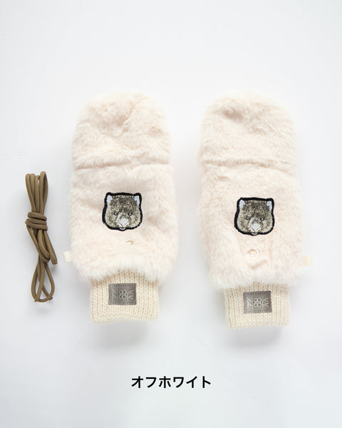 ウォンバット「フク」刺繍　ミトン　NookNook