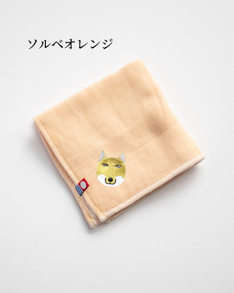 【全８カラー】チベットスナキツネ 地味かわ 刺繍ハンカチ｜今治タオル ギフトに最適 honok