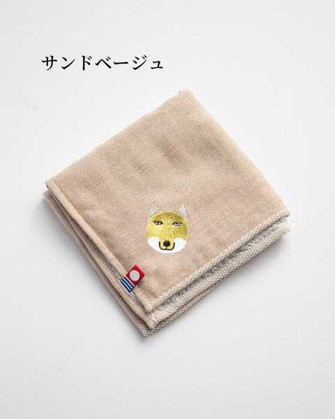 【全８カラー】チベットスナキツネ 地味かわ 刺繍ハンカチ｜今治タオル ギフトに最適 honok