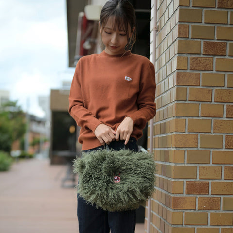 【ファーバッグ】Mossy（モッシー）グリーン｜Paafy Nibbles モンスター刺繍｜honok