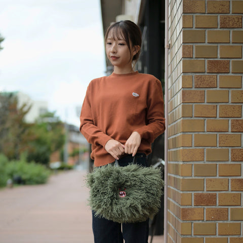【ファーバッグ】Mossy（モッシー）グリーン｜Paafy Nibbles モンスター刺繍｜honok
