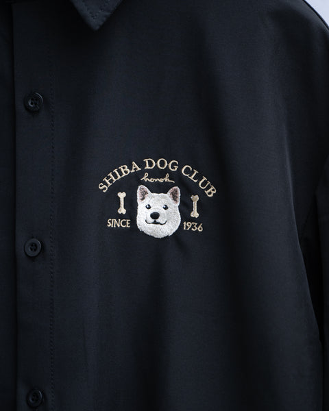 【半袖シルキーシャツ】柴犬（白）　刺繍｜SHIBA DOG CLUB｜honok