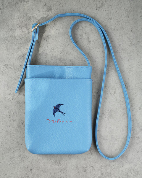 「つばめ」刺繍 ミニバッグ スマホバッグ 刺繍 ポーチ ベルト調整可能