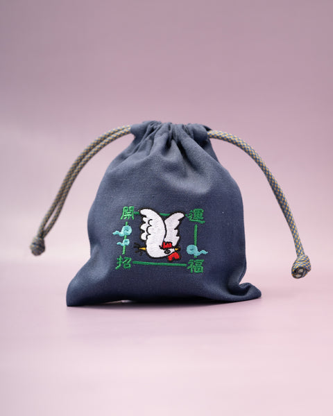 干支刺繍巾着・酉（とり）｜名入れ対応｜出産祝い・誕生日・お守り袋・入園入学ギフト