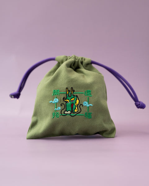 干支刺繍巾着・辰（たつ）｜名入れ対応｜出産祝い・誕生日・お守り袋・入園入学ギフト