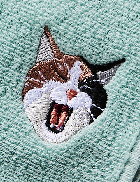あくび猫 ハンカチ 刺繍 honok